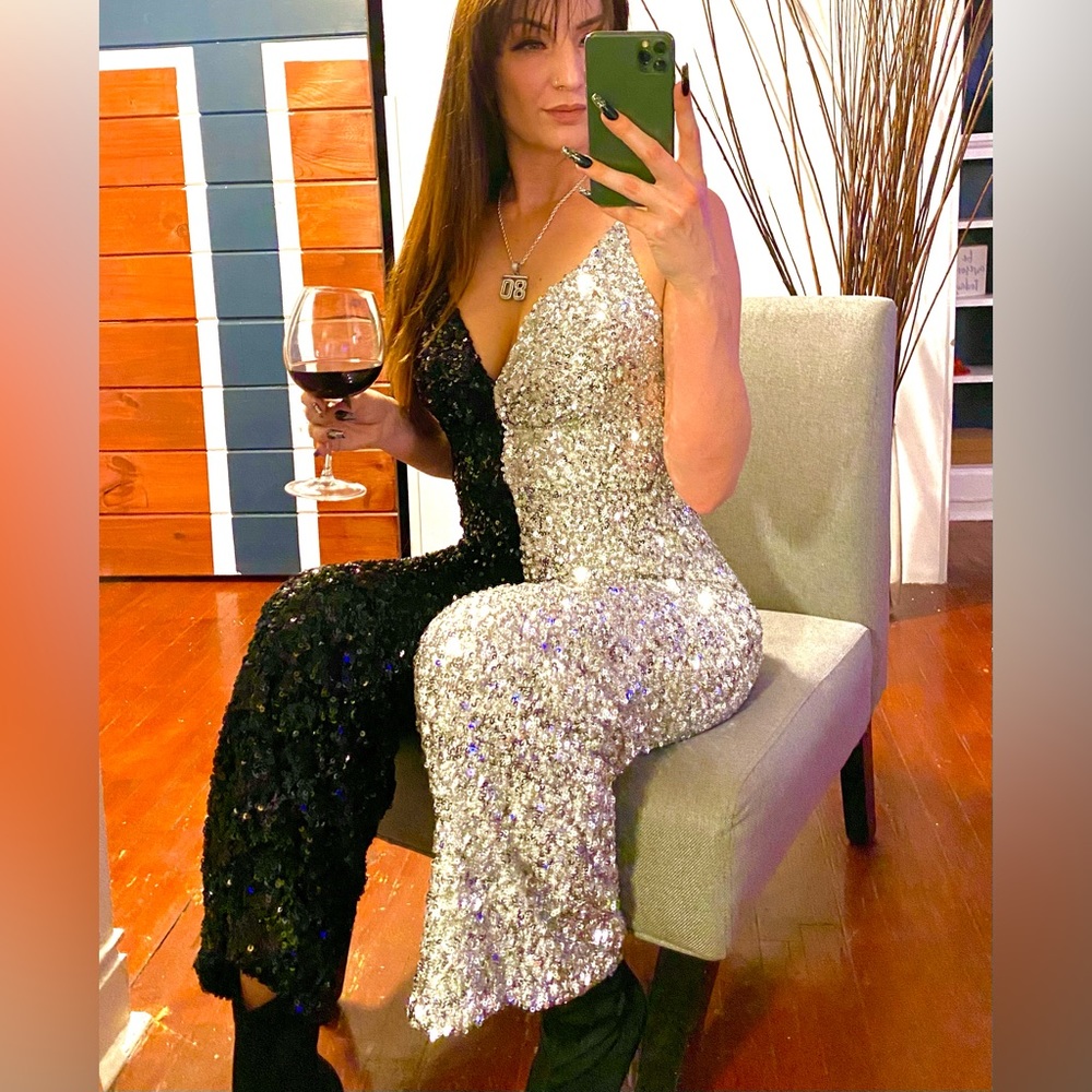 Black & Silver Spaghetti Romper